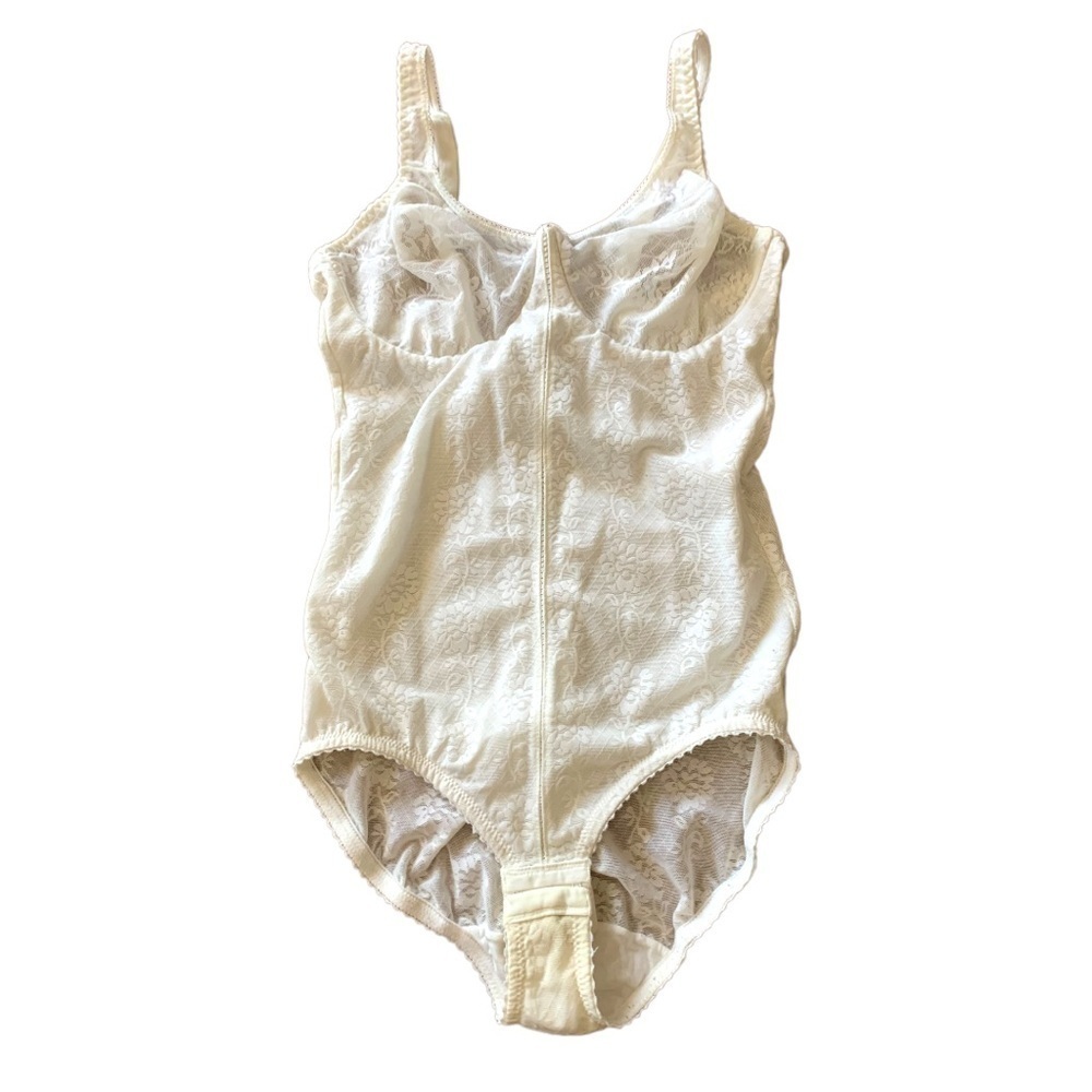 Vintage Flexees Pinup white Lingerie Shapewear 6856 Body Briefer Bodysuit-36C